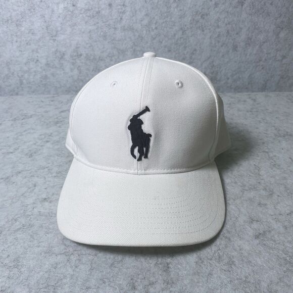 Polo Ralph Lauren White Hat Cap Big Logo Pony Snap Back Adjustable One Size - Picture 1 of 11